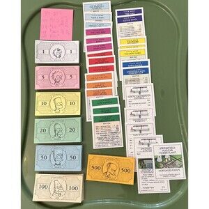 2001 Monopoly SIMPSONS EDITION Replacement Pieces: Stack Of Cash & PropertyCards